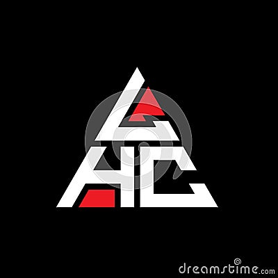 LHC triangle letter logo design with triangle shape. LHC triangle logo design monogram. LHC triangle vector logo template with red Vector Illustration