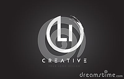 LI Circular Letter Logo with Circle Brush Design and Black Background. Vector Illustration