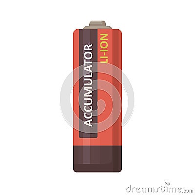 Li-ion accumulator. Lithium secondary rechargeable battery type icon. Energy, power source of cylinder shape. Item for Vector Illustration