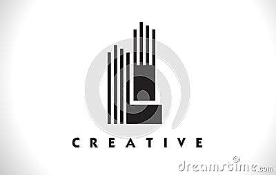 LI Logo Letter With Black Lines Design. Line Letter Vector Illus Stock Photo