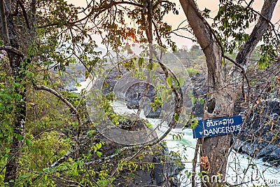 Li Phi Somphamit Waterfalls-Don Khon island,Si Phan Don,Southern Laos Stock Photo