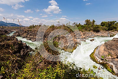 Li Phi waterfall in Laos Stock Photo