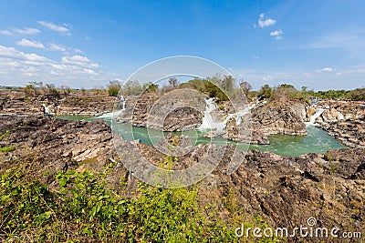 Li Phi waterfall in Laos Stock Photo