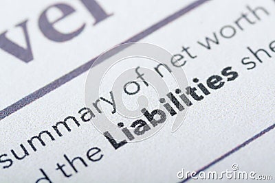 Liabilities are financial obligations or debts that a person or entity owes to others Stock Photo
