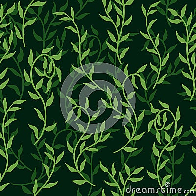 Liana spreads green leaves creeper seamless pattern background vector Vector Illustration