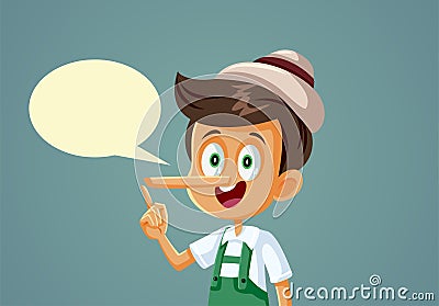 Little Boy Telling Many Lies Vector Cartoon Illustration Vector Illustration