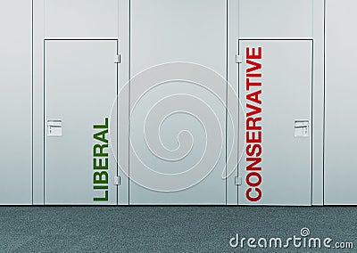 Liberal or conservative, concept of choice Stock Photo