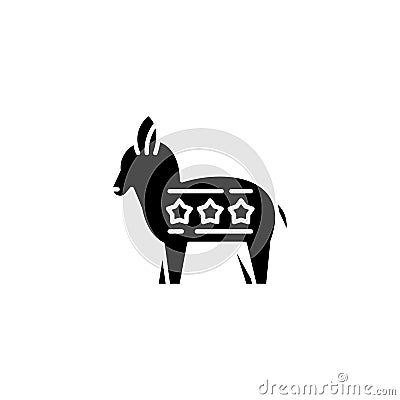 Liberal donkey black icon concept. Liberal donkey flat vector symbol, sign, illustration. Vector Illustration