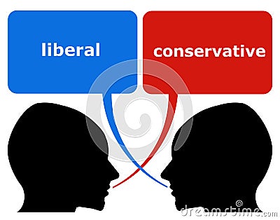 Liberal versus conservative Stock Photo