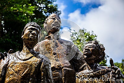 The Liberated Slave Monument in Venn`s Town Mission Lodge, Seychelles Editorial Stock Photo