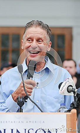 Libertarian presidential candidate Gary Johnson speaks in Concord, New Hampshire, on August 25, 2016. Editorial Stock Photo