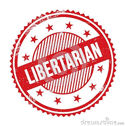 LIBERTARIAN text written on red grungy round stamp Stock Photo
