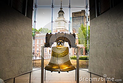 The Liberty Bell - an iconic symbol of American independence, located in Philadelphia, Pennsylvania, USA Editorial Stock Photo