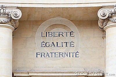 Liberty, Equality, and Fraternity words, french motto Stock Photo