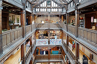 Liberty, luxury department store interior in Regent Street, London Editorial Stock Photo