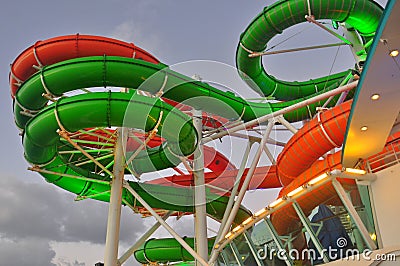 Liberty of the Seas cruise ship open deck waterslides Editorial Stock Photo