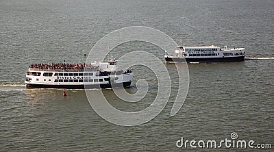 Crossing Ferry boats Statue of Liberty Editorial Stock Photo