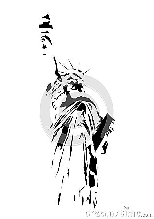 Liberty statue symbol, silhouette of new york landmark, vector Vector Illustration