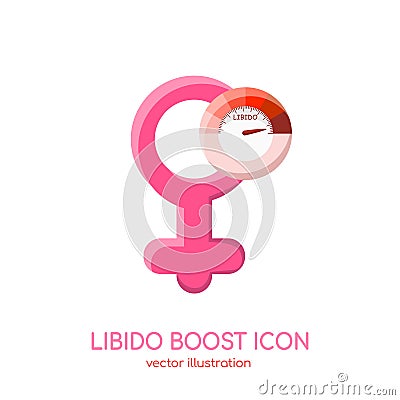 Libido boost icon. Sex drive, female erotic activity increase. Sexual urge, arousal level sign. Vector illustration Vector Illustration