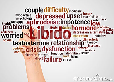 Libido word cloud and hand with marker concept Stock Photo