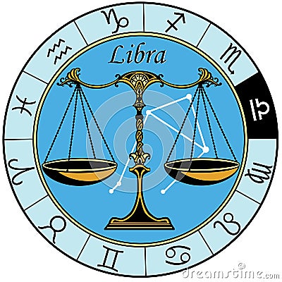 Libra astrological zodiac sign Vector Illustration