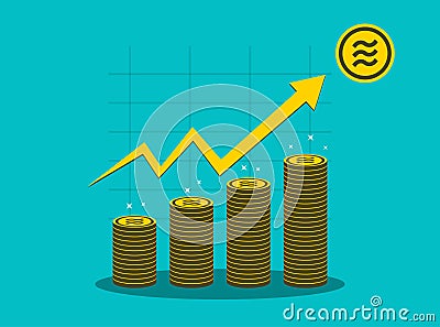 Libra coin concept growth chart on medal coin background.vector Illustrator Vector Illustration