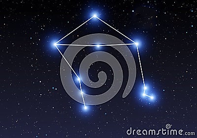 Libra constellation on starry sky Stock Photo