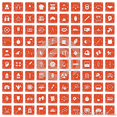 100 libra icons set grunge orange Vector Illustration