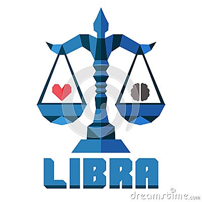 Libra Vector horoscope, polygonal flat zodiac sign, astrological sign Stock Photo
