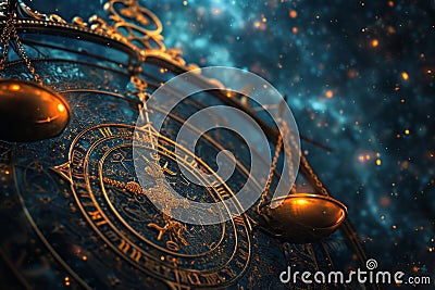 Libra zodiac sign against horoscope wheel Stock Photo