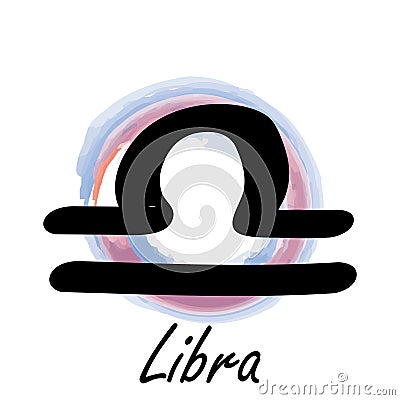Libra Zodiac Sign with water colored background in Circle Stock Photo