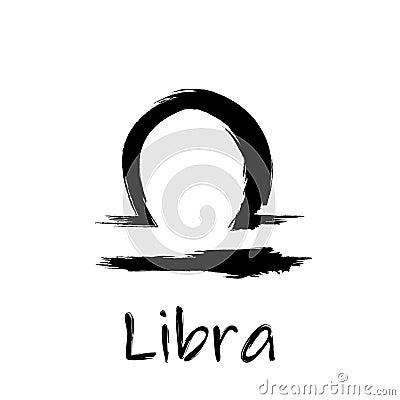 Libra zodiac symbol isolated on white background. Brush stroke Libra zodiac sign. Hand drawn vector illustration Vector Illustration