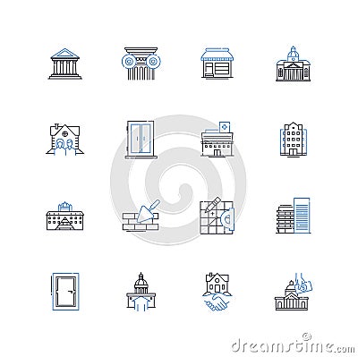 Libraries line icons collection. Books, Knowledge, Information, Resources, Research, Archives, Catalogs vector and Vector Illustration