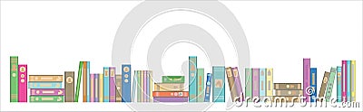 Library Books in Banner Vector Illustration