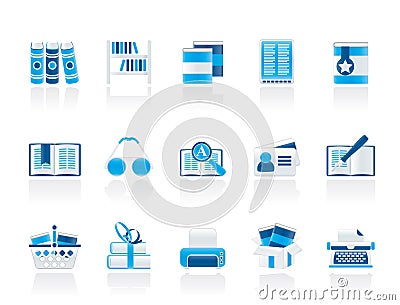 Library and books Icons Vector Illustration