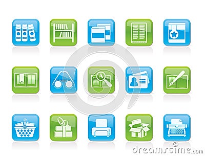 Library and books Icons Vector Illustration