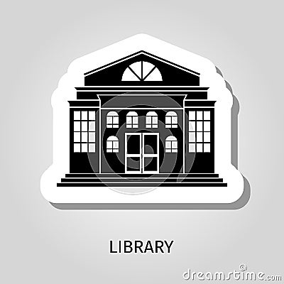 Library building black sticker Vector Illustration