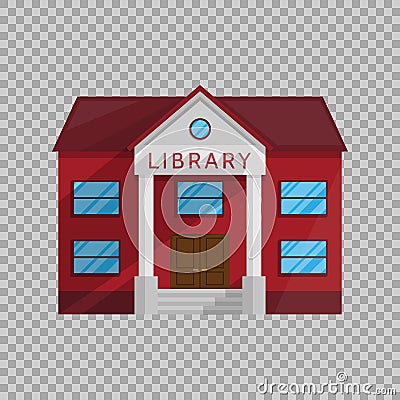 Library building in Flat style isolated on transparent background Vector Illustration. Vector Illustration