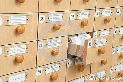 Library Card Catalog Stock Photo