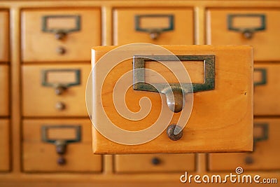 Library Card Drawer Stock Photo