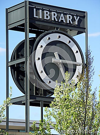 Library Clock Tower Stock Photo