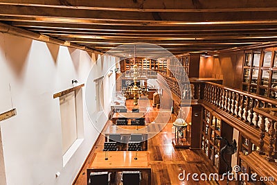 Library of the Franz Mayer Museum, with shelves and wood finishes Editorial Stock Photo