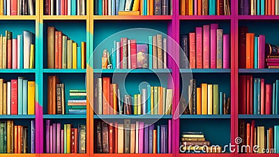 The Shelf of Tales: Books and Bookshelves - Portals to Imagination and Wisdom Stock Photo