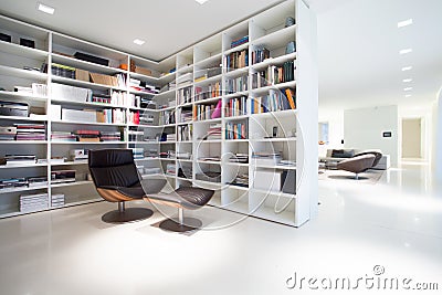 Library inside expensive, modern residence Stock Photo