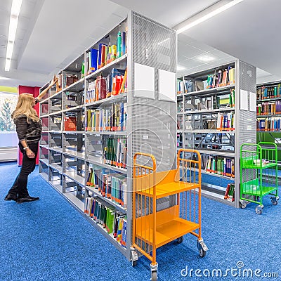 New library with modern shelves Stock Photo