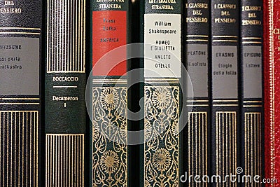 Library, overview of classic books Editorial Stock Photo