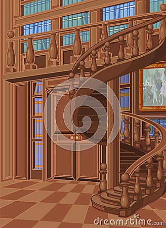 Library in Princess Palace Vector Illustration