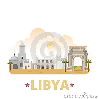 Libya country design template Flat cartoon style w Vector Illustration