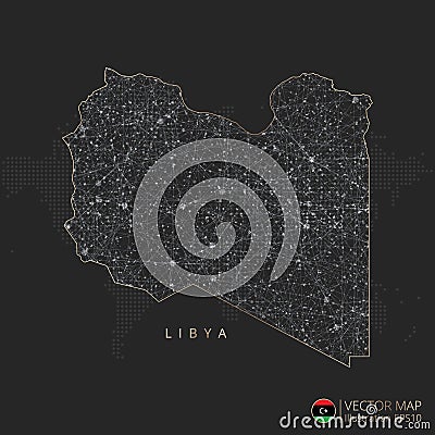 Libya map abstract geometric mesh polygonal light concept Vector Illustration