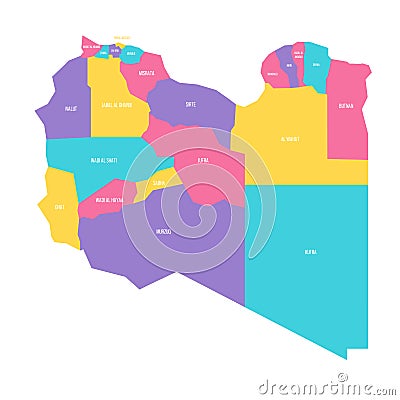 Libya political map of administrative divisions Vector Illustration